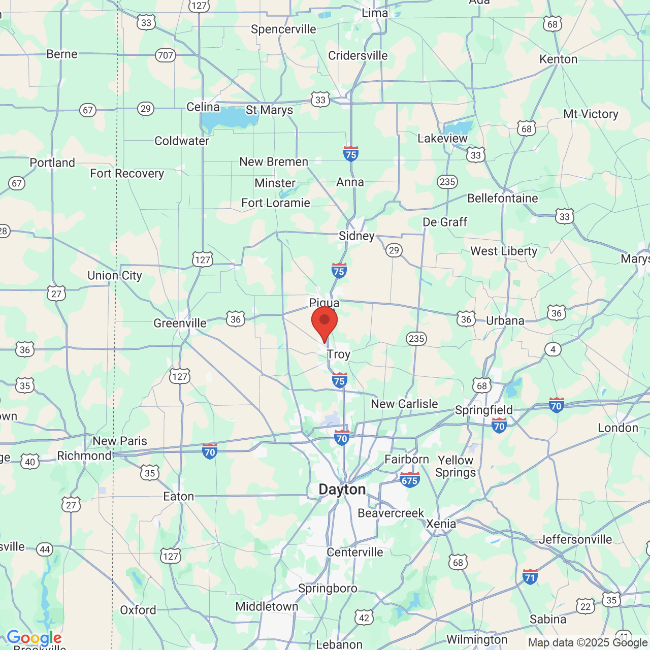 Google map image of our location in 1935 Prime Court Troy, OH