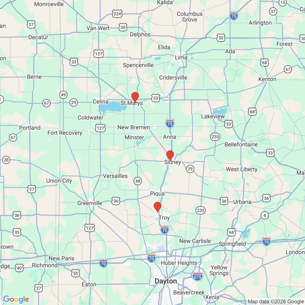 Google map image of our locations